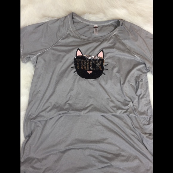 Celebrate Other - Halloween Trick OR Treat Sequin Flip Cat Top/Sleepshirt XL/2X